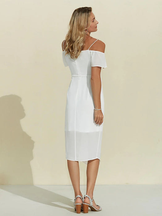 Solid Asymmetric Bodycon Dress Off Shoulder White Dress
