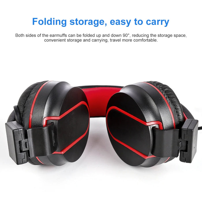 Wired Foldable Portable HiFi Stereo Headphone Heavy Bass Gaming Headset with Mic