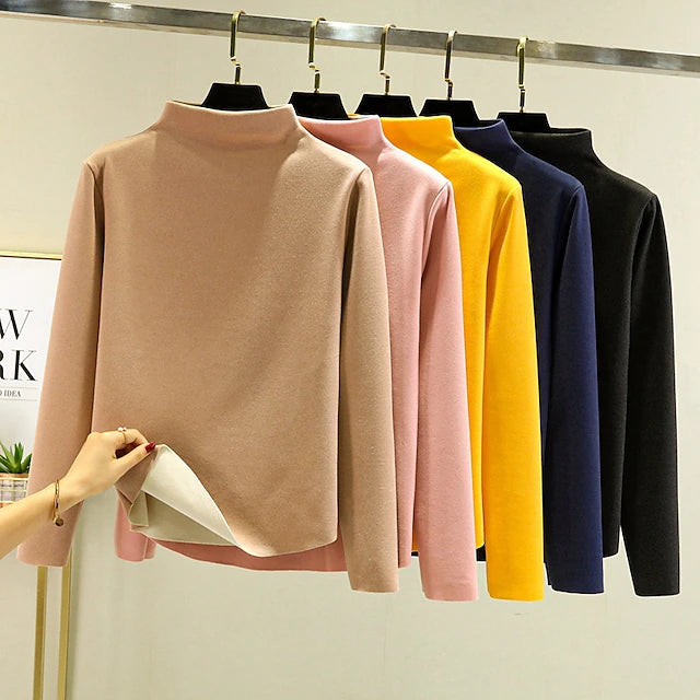 Women's Sweatshirt Pullover Sherpa Cotton Solid Color Street Casual