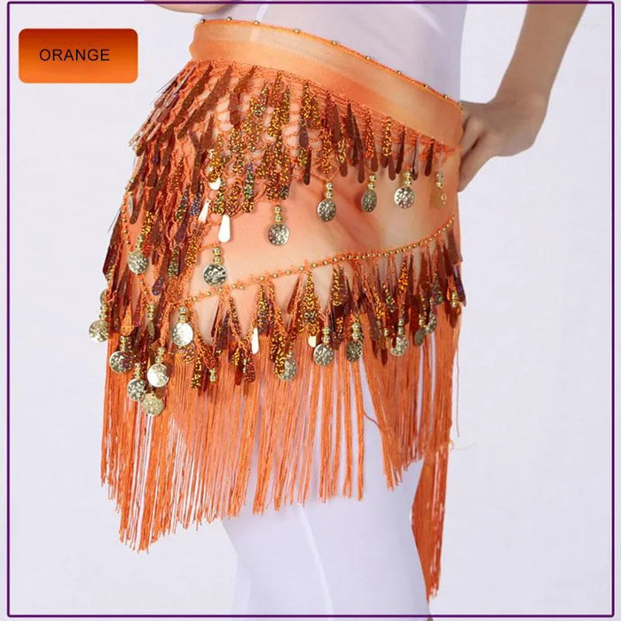 Belly Dance Dance Accessories Belt Glitter Cinch Cord Tassel Women's Training Performance High Sequined Polyester