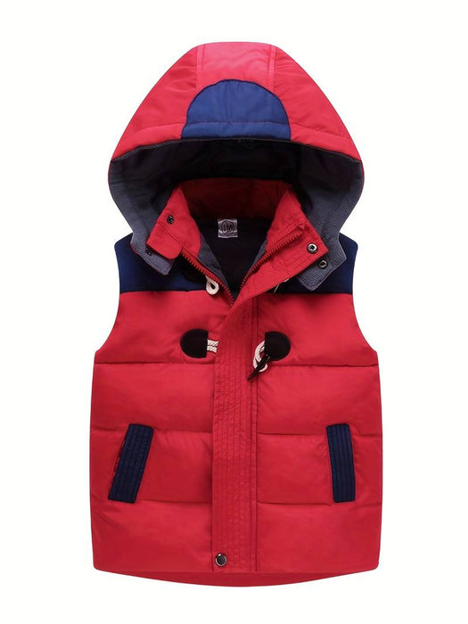 Kids Boys Fleece Jacket Hoodie Jacket Outerwear Solid Color Sleeveless Zipper Coat