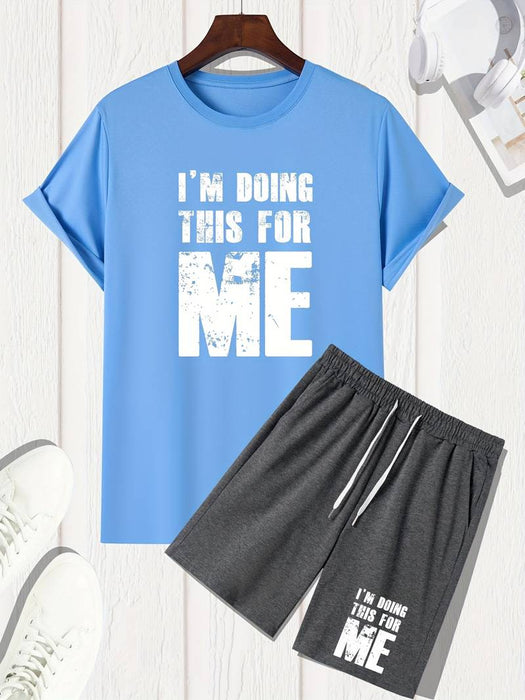 Men's Shorts and T Shirt Set T-Shirt Outfits Graphic Letter Crew Neck Clothing Apparel 3D Print