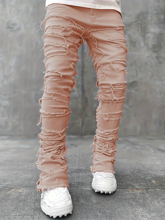 Men's Jeans Trousers Denim Pants Stacked Jeans Pocket Plain Comfort Breathable Outdoor Daily