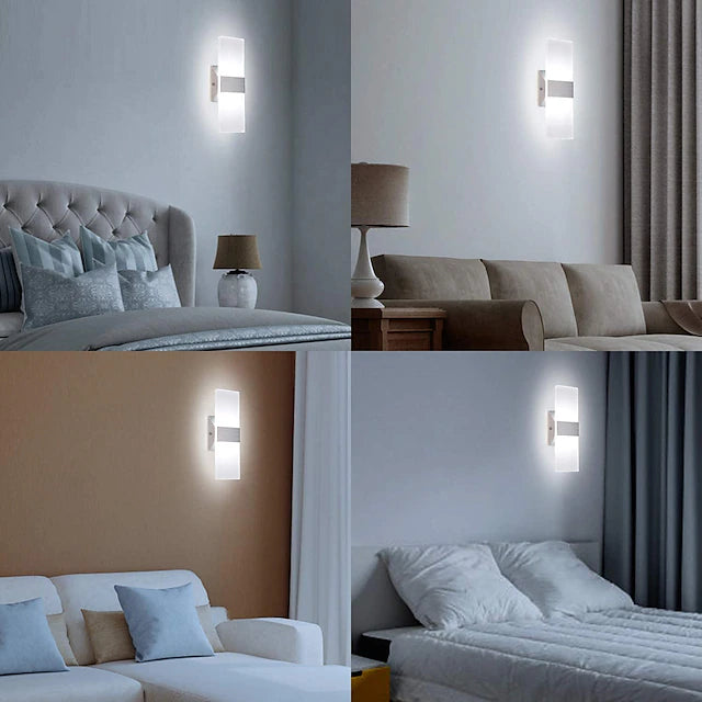 1-Light LED Wall Sconce Round Rectangle Indoor Wall Light Acrylic Modern