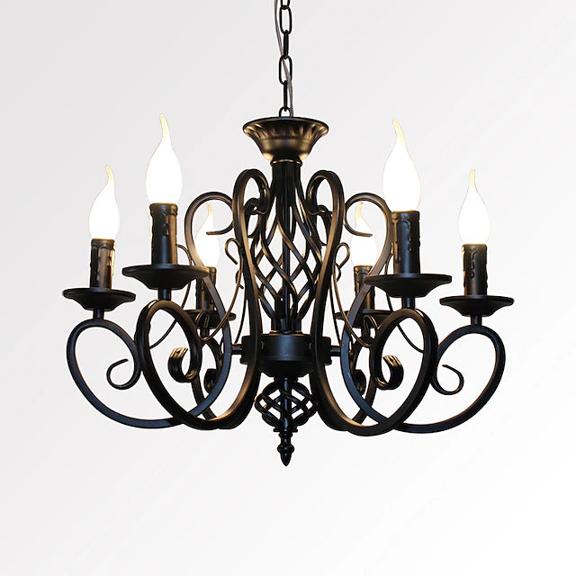 6-Light 53 cm Candle Style Chandelier Metal Painted Finishes Traditional / Classic 110-120V 220-240V
