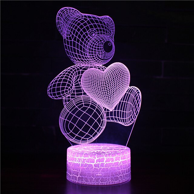 Bear 3D Night Light LED Illusion Lamp for Kids Touch Table Desk Lamps