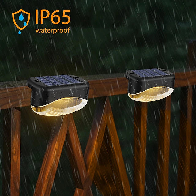4pcs Solar Step Lights Outdoor Waterproof Smart Control Sensor Fence Stair Light