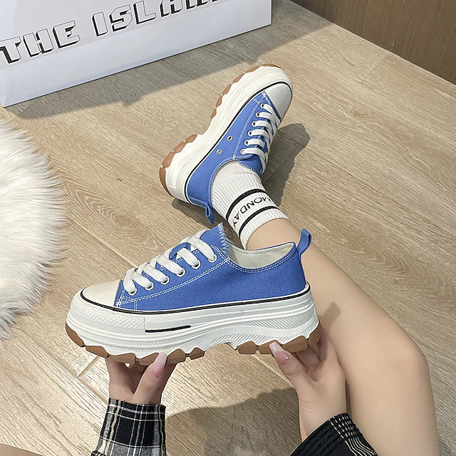 Women's Sneakers Canvas Shoes Height Increasing Shoes Platform Sneakers Outdoor Daily Solid Color