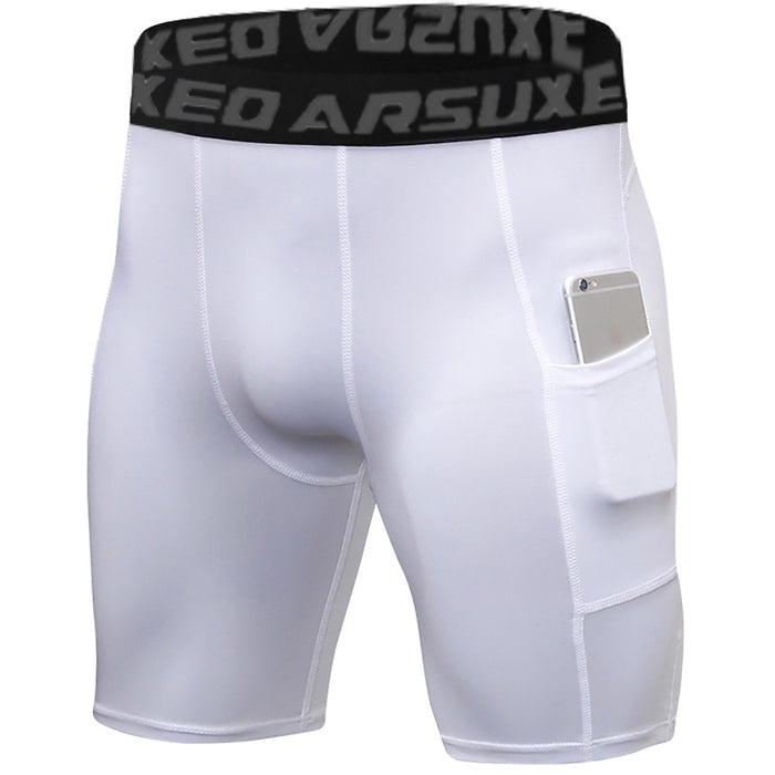 Arsuxeo Men's Running Tight Shorts Compression Shorts with Phone Pocket High Waist Base