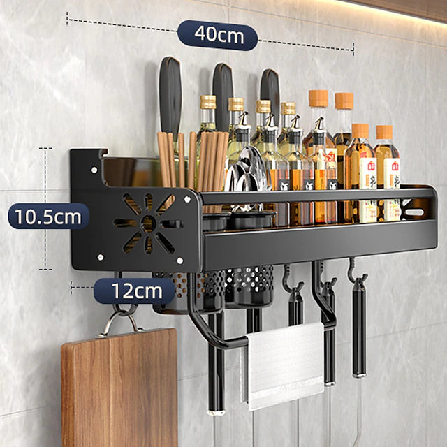 1pc Seasoning Rack With Hook, Kitchen Storage Rack, Multifunctional Household Wall-mounted