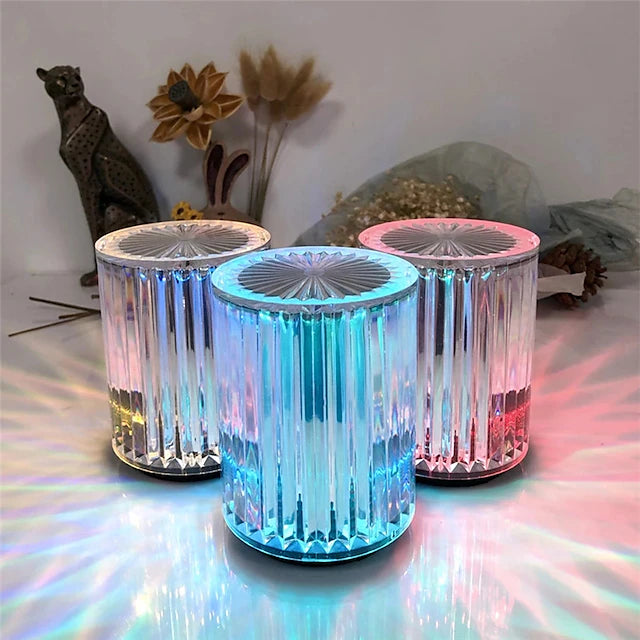 Crystal Table Lamp Rechargeable RGB With Remote Control 16 Color