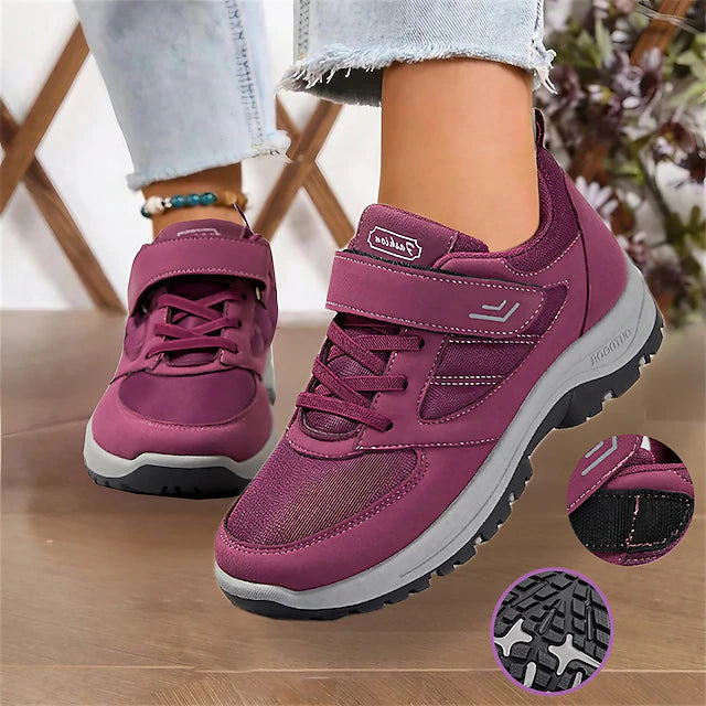 Women's Sneakers Plus Size Flyknit Shoes Platform Sneakers Outdoor Work Athletic Solid Color