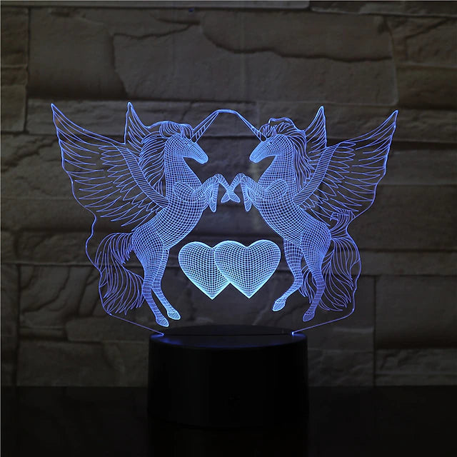 3D Unicorn Nightlight Night Light Lamp for Children Creative Birthday USB 1pc