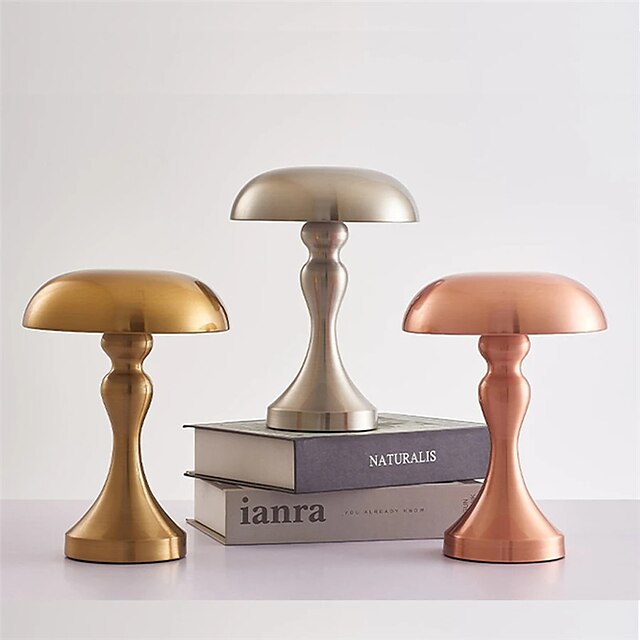 Nordic Led Gold Table Lamp for Bar Hotel Decoration Mushroom Rechargeable Desktop