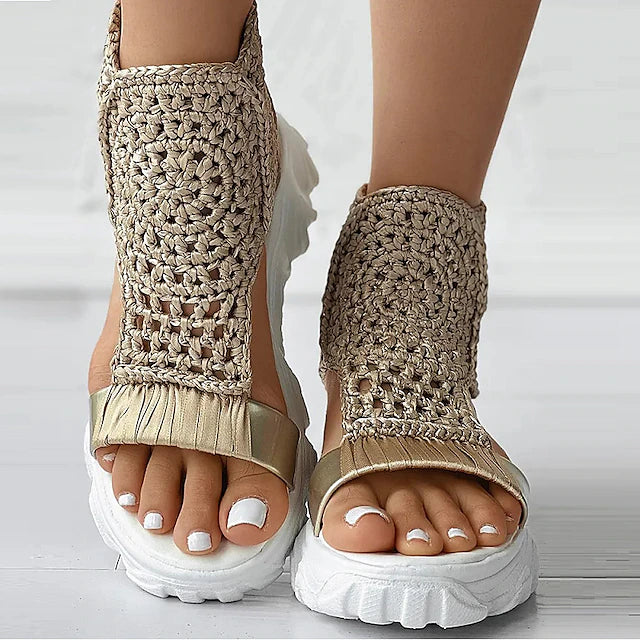 Women's Sandals Comfort Shoes Daily Solid Color Summer Wedge Heel