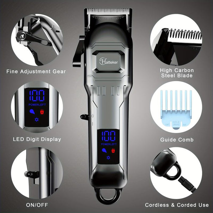 Hair Clipper With LCD Digital Display Oil Head Electric Clipper Razor Retro Electric Fader Hair Trimmer
