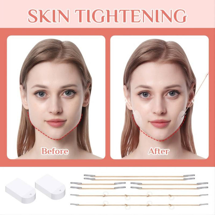 40PCS Face Lift Tapes Sticker With 8 Fixed Rope, Instant V-shape Face Lift Bands, Face Lifting Tapes