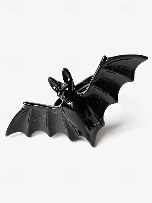 Halloween Black Bat Ring – Gothic Style Adjustable Ring for Women