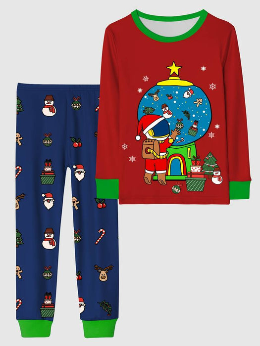 Christmas Boys 3D Astronaut Pajama Set Long Sleeve 3D Print Fall Winter Active Cool Daily Polyester