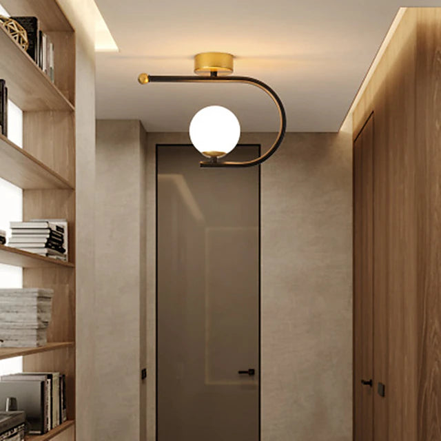 23 cm LED Ceiling Light Porch Light Corridor Lamp Black Gold Globe Design