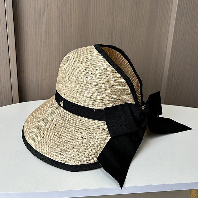 Hats Headwear Acrylic / Cotton Straw Bucket Hat Straw Hat Sun Hat