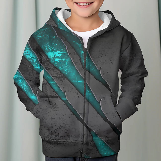 Boys 3D Graphic Hoodie Coat Outerwear Long Sleeve 3D Print Fall Winter Fashion