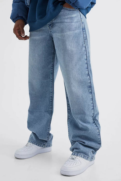 Men's Jeans Trousers Denim Pants Pocket Baggy Straight Leg Solid Colored