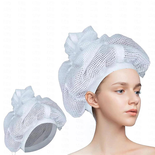 Net Plopping Cap For Drying Curly Hair, Net Plopping Bonnet With Drawstring, Net Plopping
