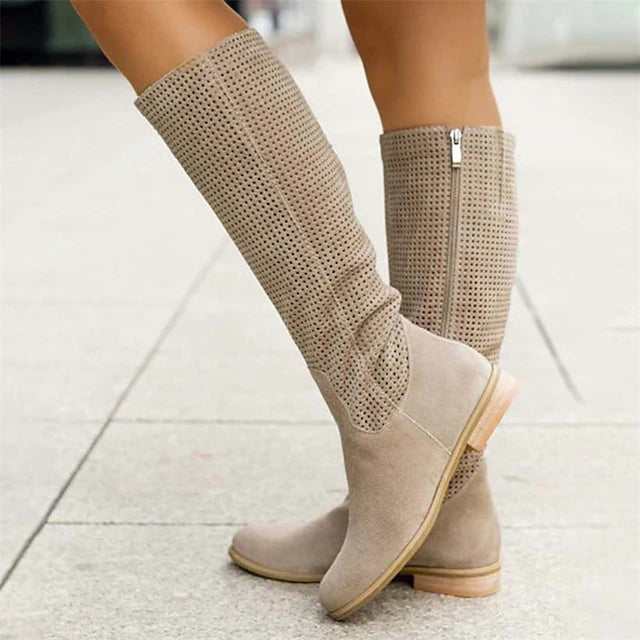 Women's Boots Suede Shoes Plus Size Daily Solid Color Knee High Boots