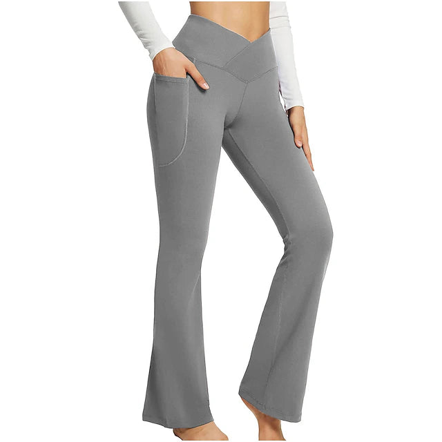 Women's Yoga Pants Side Pockets Wide Leg High Waist Yoga Fitness