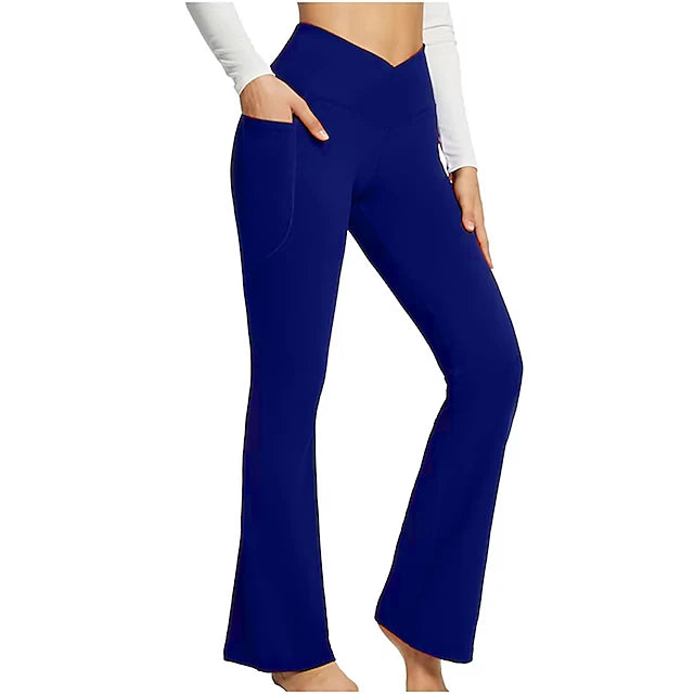Women's Yoga Pants Side Pockets Wide Leg High Waist Yoga Fitness