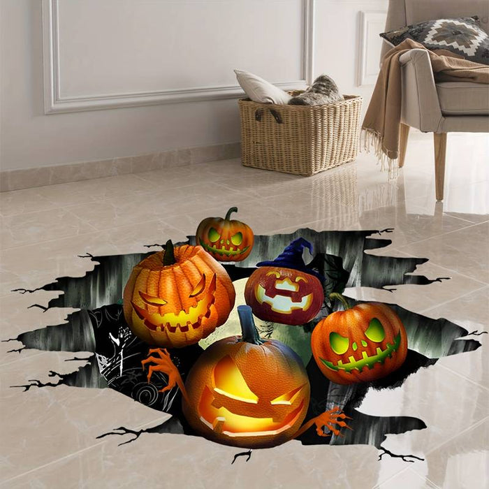 3D Halloween Wall Decals Removable, Pumpkin Halloween Wall Stickers Halloween Floor Decals