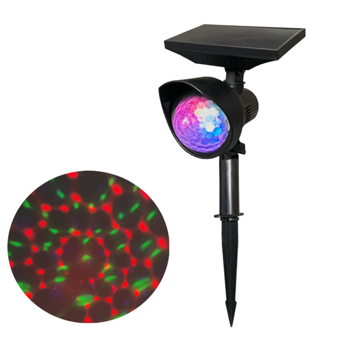 Solar Light LED Projector RGB Crystal Laser Stage Light Outdoor Spot Rotary Lamp Lawn Solar