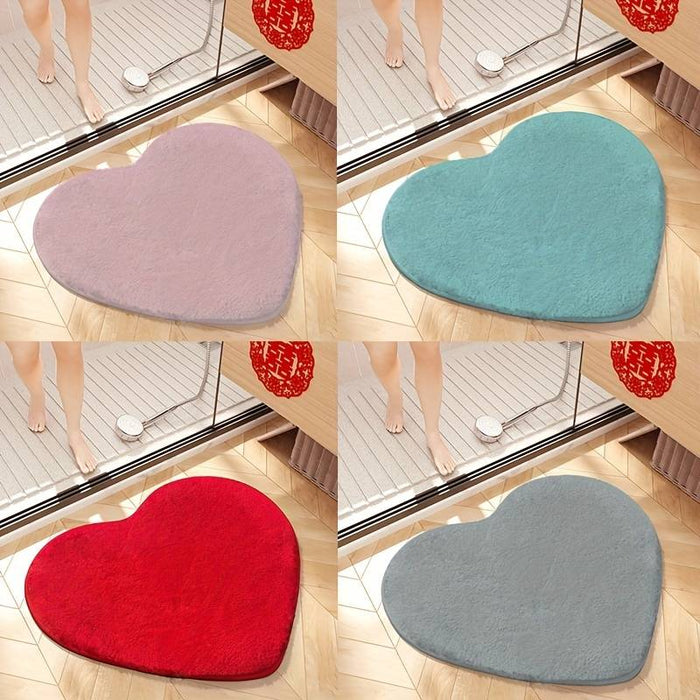 Bathroom Rug, Heart-shaped Carpet Mats Soft Absorbent Rugs Washable Bath Mats