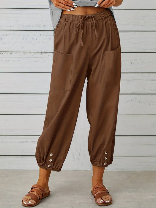 Women's Joggers Linen Pants Pants Trousers Ankle-Length Faux Linen Side Pockets Baggy Fashion