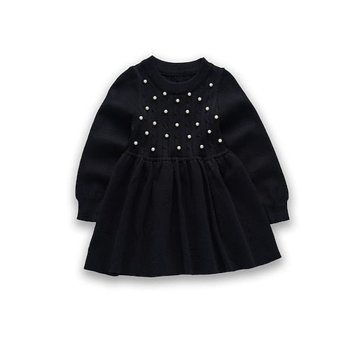 Kids Girls' Dress Sweater Dress Solid Color Long Sleeve School Formal Anniversary Adorable