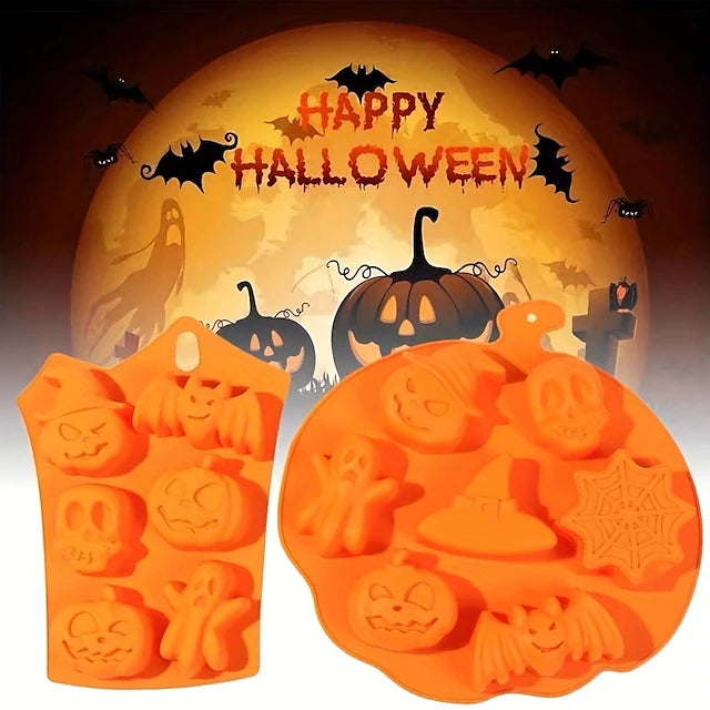 Halloween Holiday Pumpkin Cake Mold 6-7 Cavities Pumpkin Ghost Bat Shape