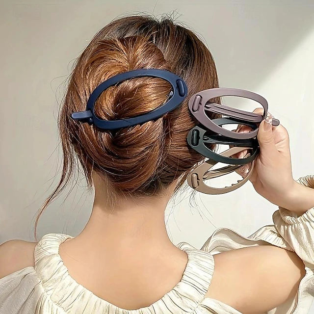 Chic Matte Monochrome Hollow Out Hairpin - Stylish Banana Clip