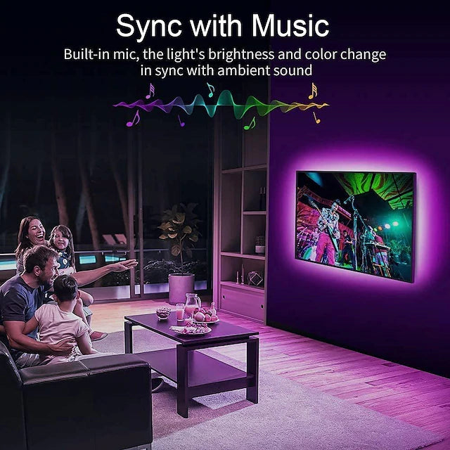 StarFire 5V LED Strip Light Set 5050RGB Waterproof Colorful USB 24 Key Music