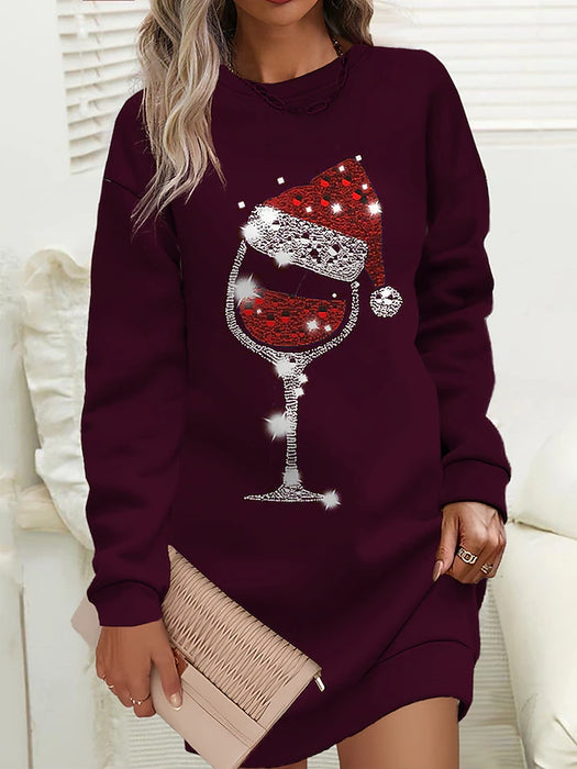 Women‘s Christmas Casual Dress Sweatshirt Dress Mini Dress Warm Fashion Outdoor