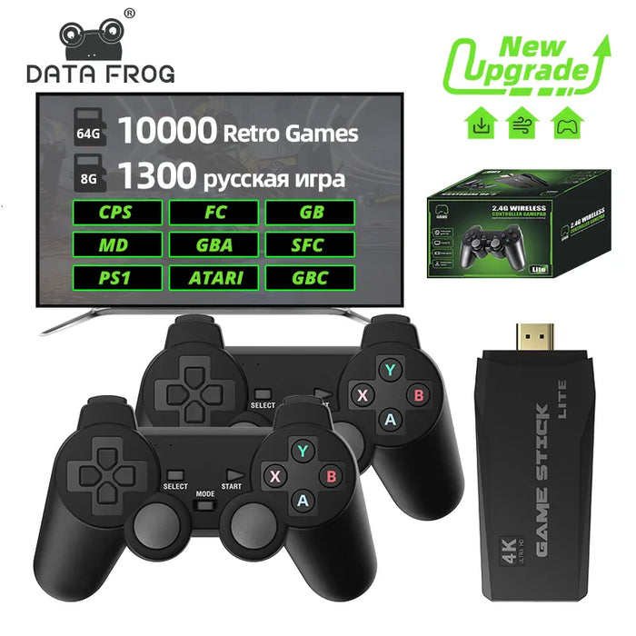 DATA FROG Retro Video Game Console 2.4G Wireless Console Game Stick 4k 10000 Games