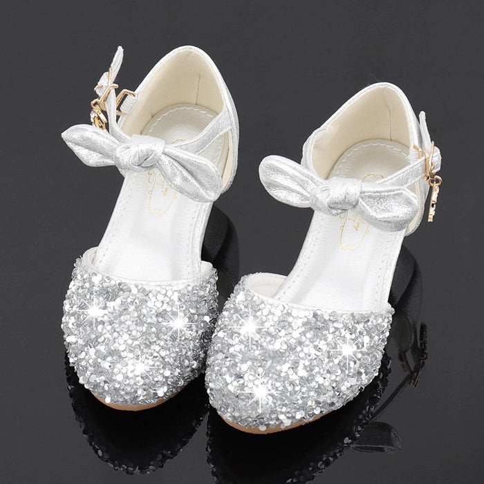 Girls' Heels Princess Shoes Bowknot Flower Girl Shoes Rubber Little Kids(4-7ys) Big Kids(7years +)