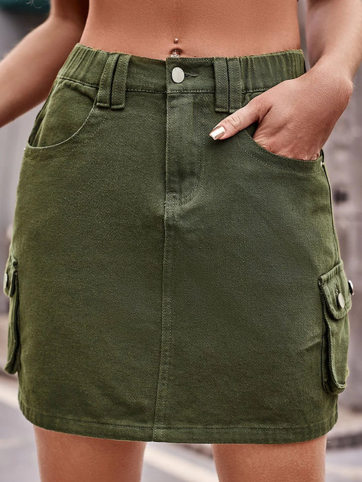 Women's Skirt Cargo Skirt Denim Black Army Green Skirts Pocket Fashion Casual Daily S M L