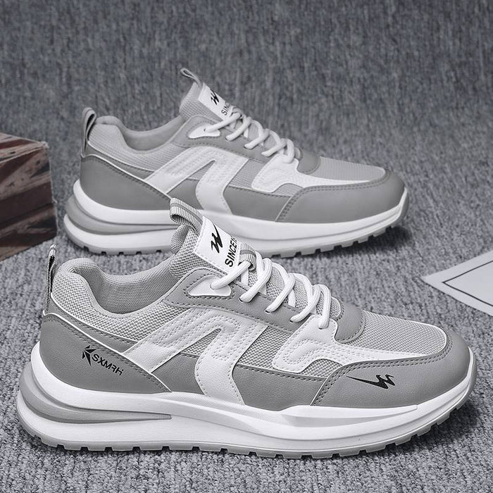 Men's Sneakers Comfort Shoes Running Walking Casual Athletic PU Lace-up Black Light Blue Gray Fall