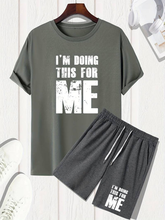 Men's Shorts and T Shirt Set T-Shirt Outfits Graphic Letter Crew Neck Clothing Apparel 3D Print