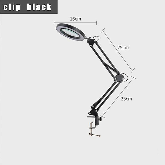 Flexible Clamp-on Table Lamp with 8x Magnifier Glass Swing Arm Dimmable