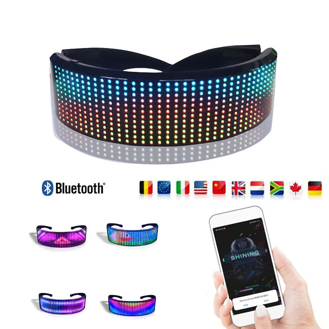 App Controlled Bluetooth LED Party Glasses Custom Language USB Charging Flash Glow Glasses
