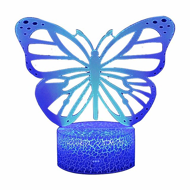 Butterfly 3D LED Night Light Lamps Optical Illusion Lamp 16 Colors