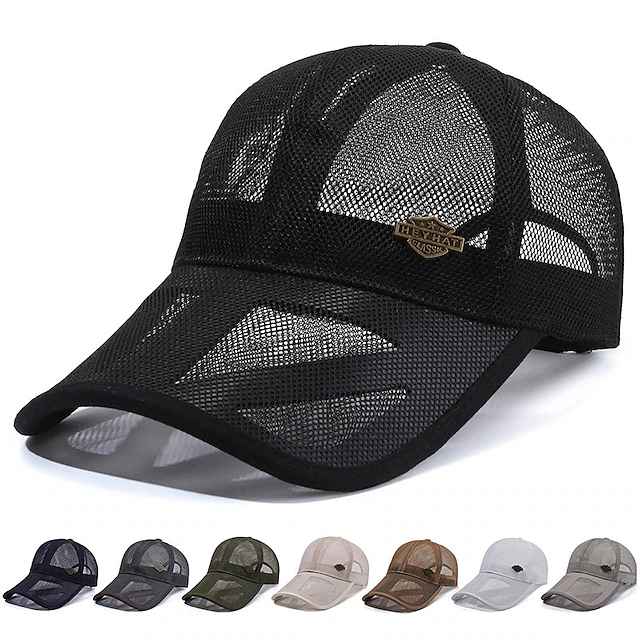 Unisex Baseball Cap Sun Hat Black White Mesh Travel Beach Outdoor Vacation Plain Adjustable