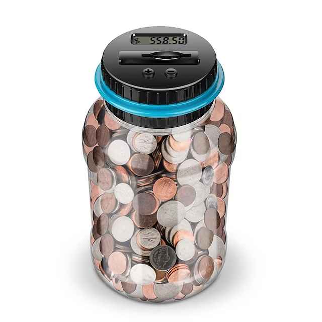 Digital Counting Money Jar: 800+ Coin Capacity, Kids Piggy Bank Powered By 2AAA Batteries
